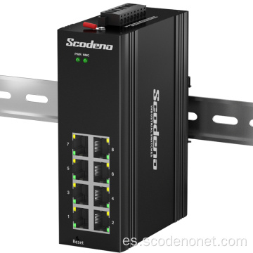 Industrial 8-puerto 10/100/1000Mbps L2 Din Rail IP40 estándar IEEE802.3AF/AT POE Ethernet Switch